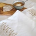 Kitchen tea towel Hand printed prairie wheat grass on white linen