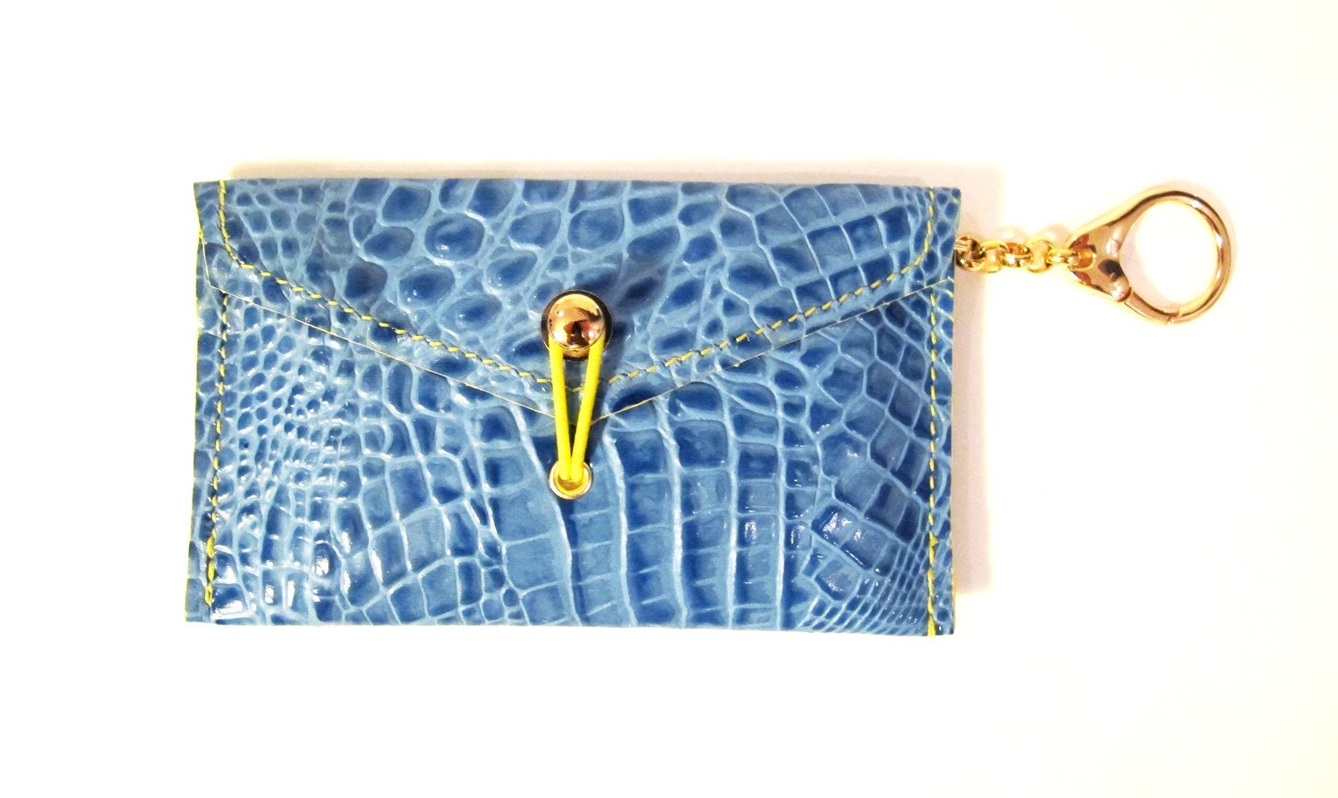 d.nvlp phone case & key chain oceana blue with yellow stitching