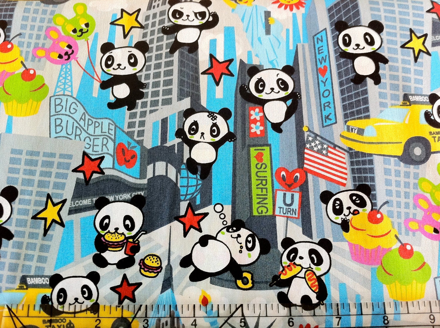 Panda Bear Fabric in gray (1 yard)