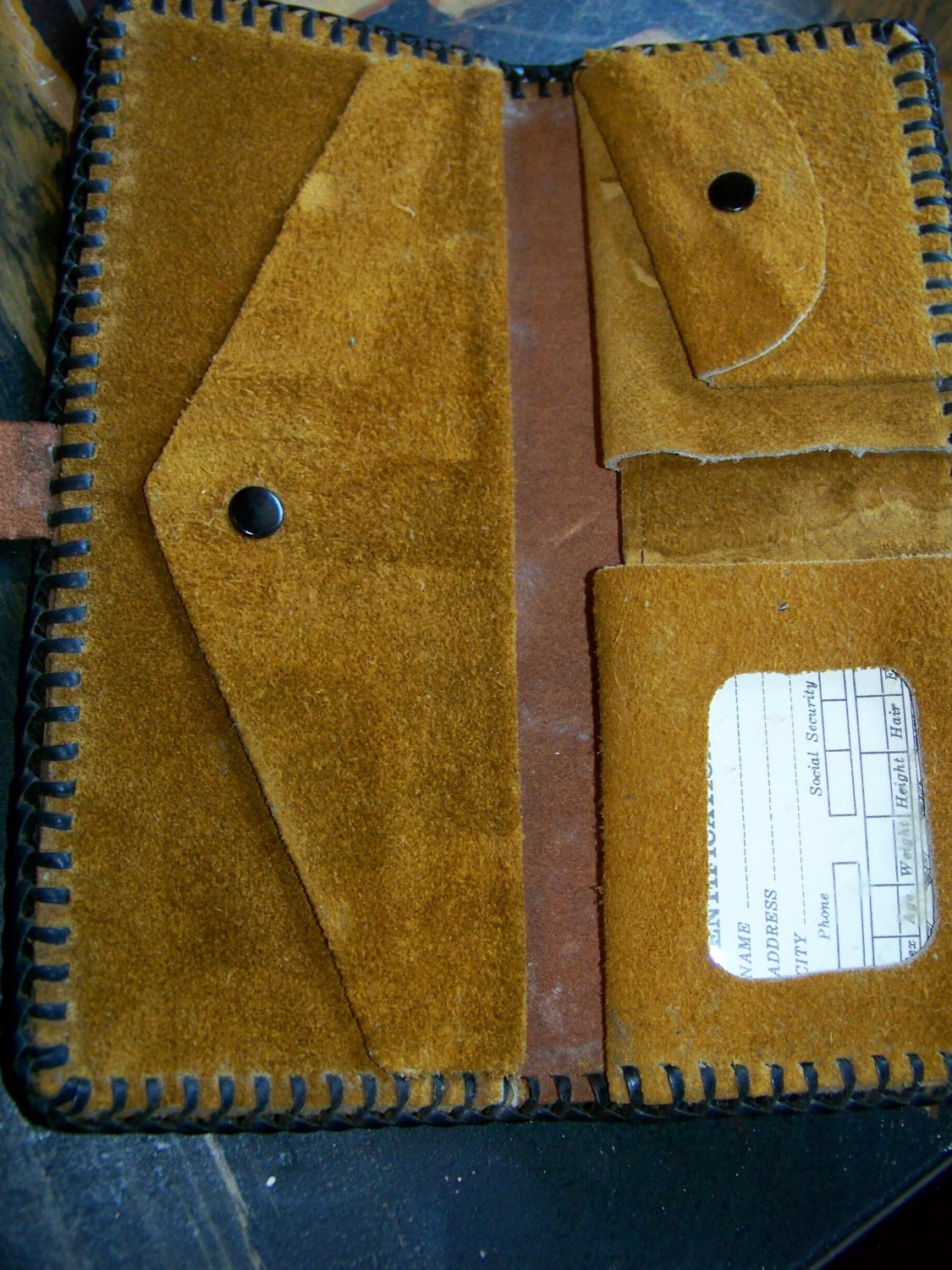 Vintage 70's Rust Wallet in Leather and Soft Suede/Leather Interior