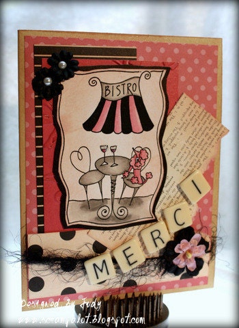 FRENCH  BISTRO with parisian poodle Digital Stamp Art