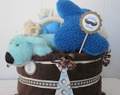 Dog Gift Towel Cake Little Man Necktie and Mustache