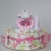 Baby Girl Diaper Cake Personalized Pink and Green Giraffe Safari Jungle Animals Theme