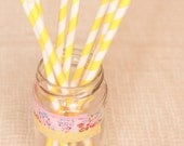 15 Cannucce a righe gialle ( giallo chiaro ) e bianche - 15 Yellow and White Striped Paper Straws