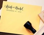 Custom Calligraphy Wedding Stamp -- Handwritten Names and Wedding Date - Elle Style