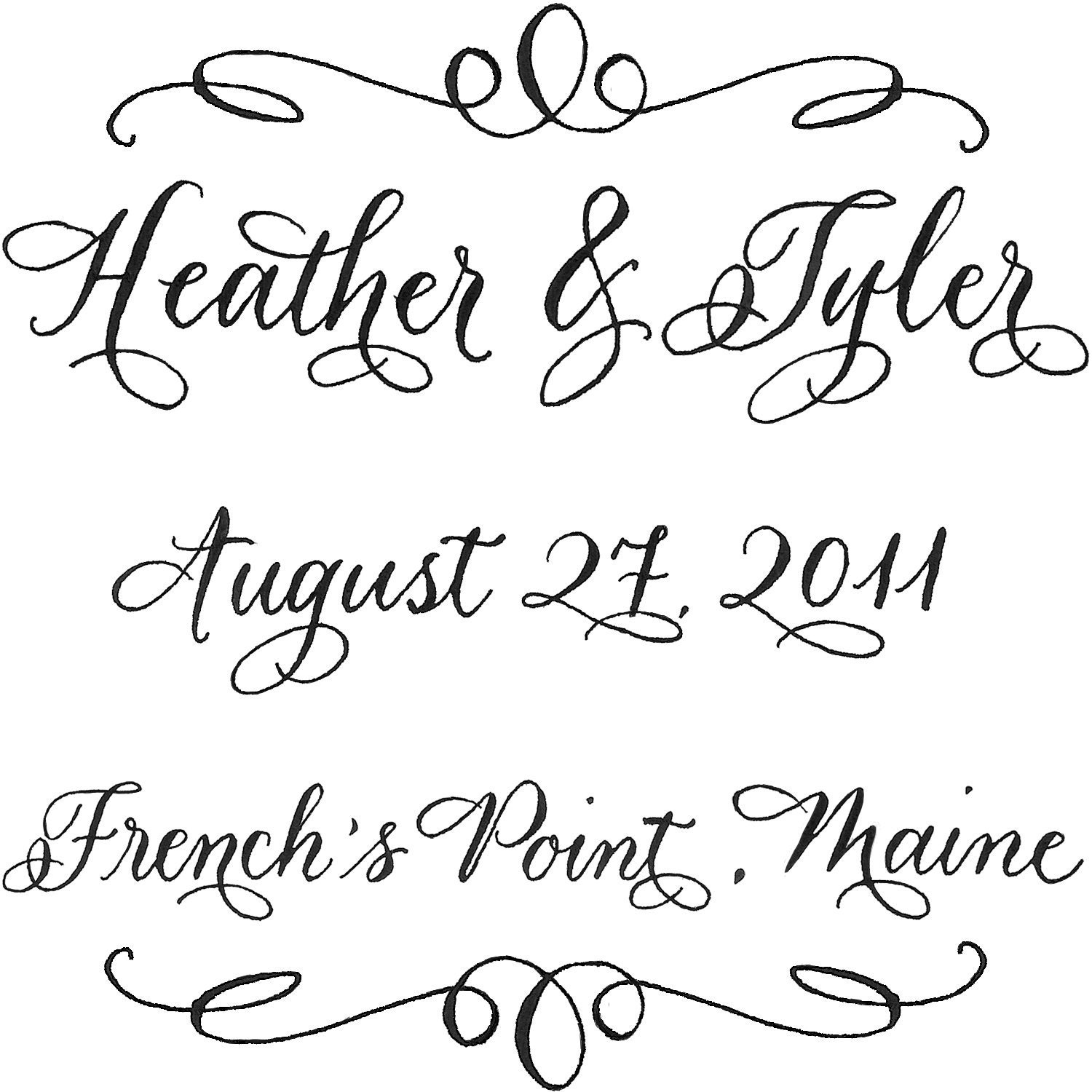 Save the Date Custom Handwritten Calligraphy Stamp - Blue Piano Style