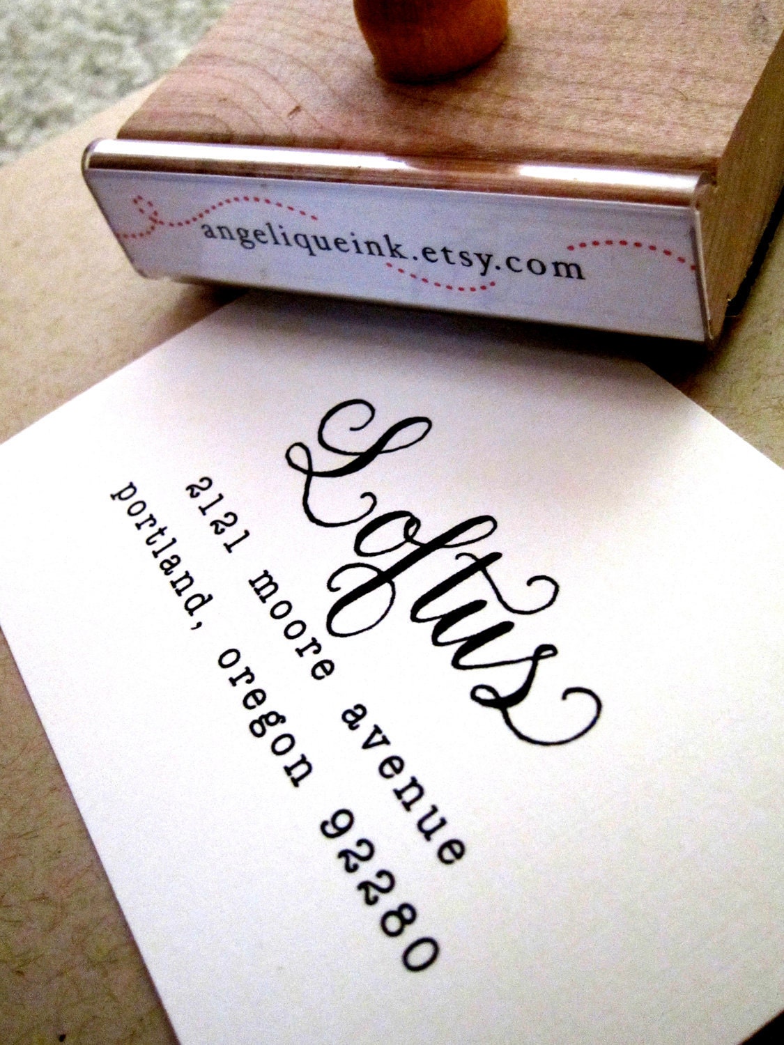 Custom Calligraphy Address Stamp -- Mixed Calligraphy and type - Saison Paris Style with heart