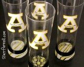 Appalachian State Glasses Mountaineers Boone NC Themed Painted Beer Pilsner Stripes Argile Dots