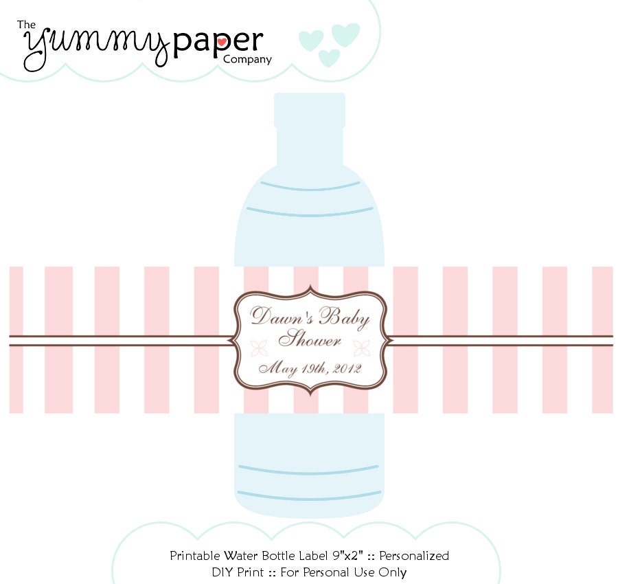 Pink and Brown Party - Printable Personalized Water Bottle Labels ... Custom DIY Party Printables Il_570xn