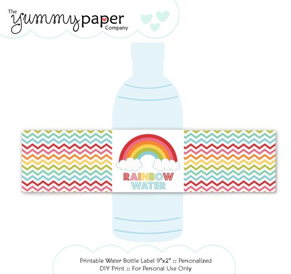 Modern Rainbow Party - Water Bottle Labels ... DIY Party Printables .. mrp01 Il_570xn