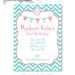 Aqua and Cotton Candy Pink Chevron Printable Invitation ... Custom Monogrammed Printable Invite .. First Birthday .. acp01