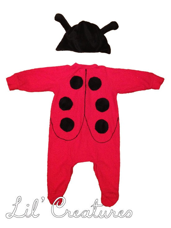 Size 6-12m Ladybird / Ladybug / Lady Beetle Baby Onesie Costume with Hat - Lil' Creatures