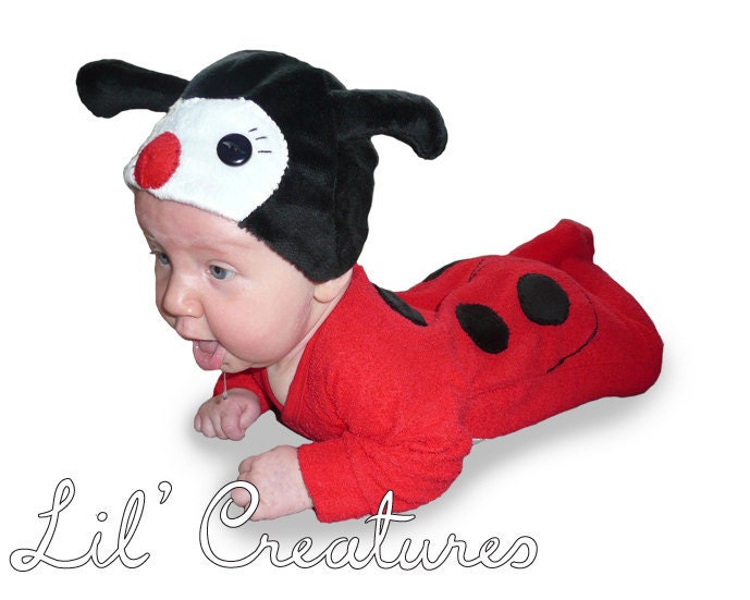 Size 12-18m Ladybird / Ladybug / Lady Beetle Baby Onesie Costume with Hat - Lil' Creatures