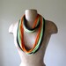 Skinny Scarf Necklace - Upcycled Cotton Jersey - Eco Friendly Summer Scarf - Brown, Lime Green, Orange