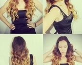 Ombre Hair Extensions, Human Hair Extensions. Colored Hair Extension Clip, Hair Wefts, Clip in Hair, Tie Dye Hair Extensions, Dip Dyed Hair