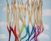 Rainbow Dipped Dyed Hair,  iTips, Pre Bonded Keratin Tip, Human Hair Extensions. Colored Hair, Festival, Tie Dye Hair Extensions