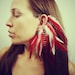 The Rising Phoenix, Handmade Feather Ear Cuff, Feather Earrings, Red, Sexy, Grizzly Feathers, Hippie, Bohemian, Tribal, Aztec
