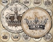 CLOCK CROWN 1 inch Circle Image Digital Collage Sheet. Printable download v8201