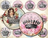 Crown ROYAL 1 inch Circle Images, Digital Collage Sheet. Printable download for glass pendant, Bottle Cap, Mirrors, Magnet. 812