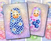 Matrioshka bright - digital collage sheet - Matryoshka doll - Babushka Russian Dolls - Printable Download - ACEO 914