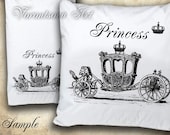 PRINCESS CARRIAGE Shabby Chic Image Transfer for PILLOWS, tea towels, appron, bags. Personal & Commercial Use Printable Download.610