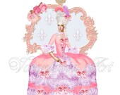 Marie Antoinette Baroque Rose Transfer for PILLOWS, tea towels, appron, bags and more. Digital Collage Sheet. Printable Imade 022