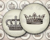Royalty Crown Circle Images. Digital Collage Sheet Printable download. 1 inch glass pendant, Bottle Cap, Mirrors, Magnets. 805