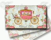 Princess Cinderella carriage Printable Thank You cards image. Digital Collage Sheet. Vintage gift tags, paper shop labels. 204