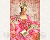 de POMPADOUR ROSE. Digital Collage Sheet. Personal & Commercial Use for paper, card, invitations, gift tags. Printable download 030