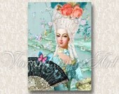 Marie Antoinette in the Chinese Room. Large image. Digital Collage Sheet. Personal & Commercial Use for paper, invitations, gift tags 046