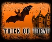 TRICK OR TREAT Halloween Decoration Door sign - Halloween vintage Printable Digital image