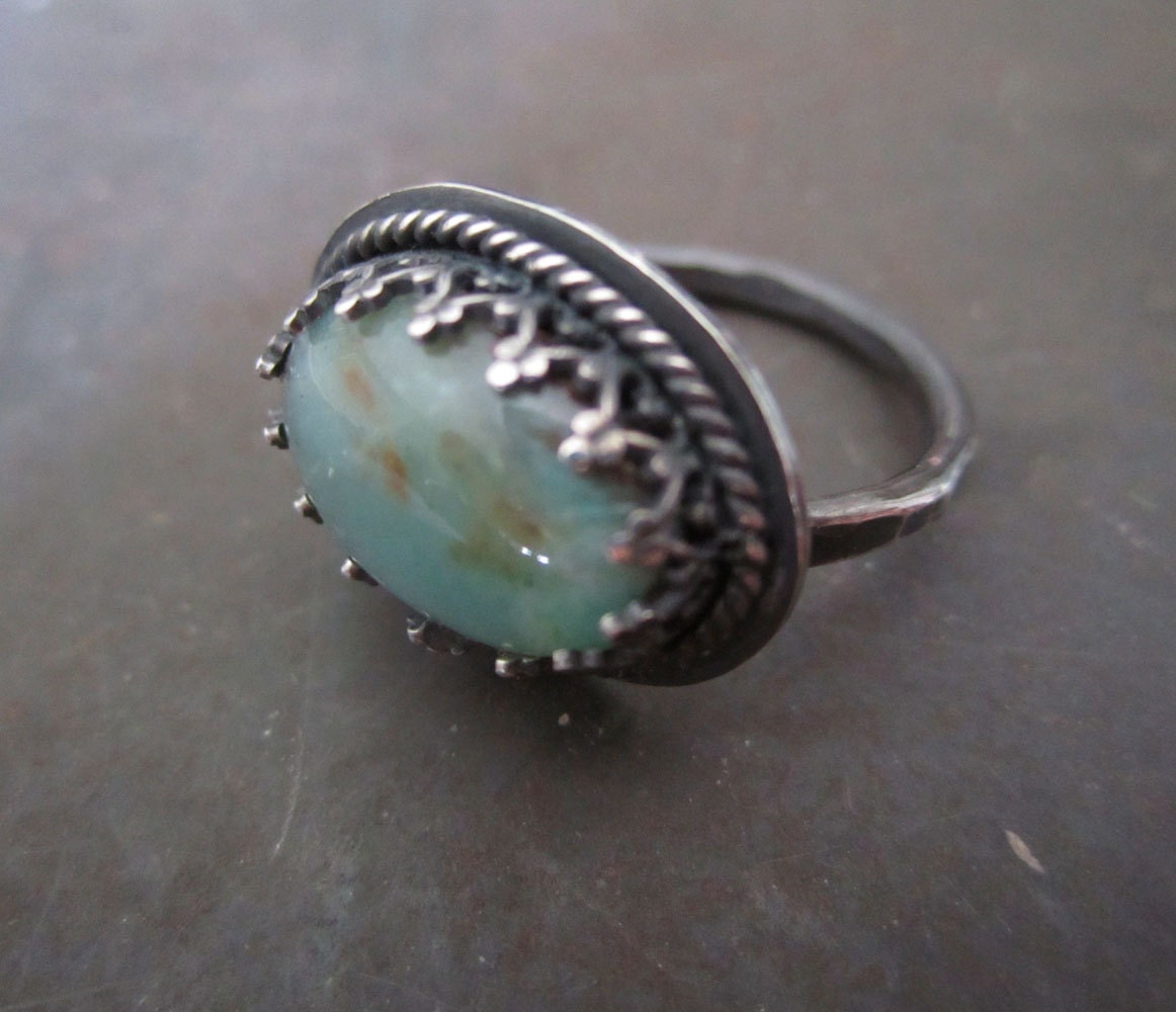 Peruvian Opal Sterling Silver Ring - Avalon Sea Blue