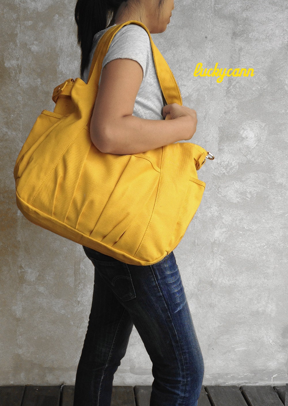 IRIS // Lemon Chiffon // 052 // Canvas Bag by Luckycann // Holiday Sale // 10% off