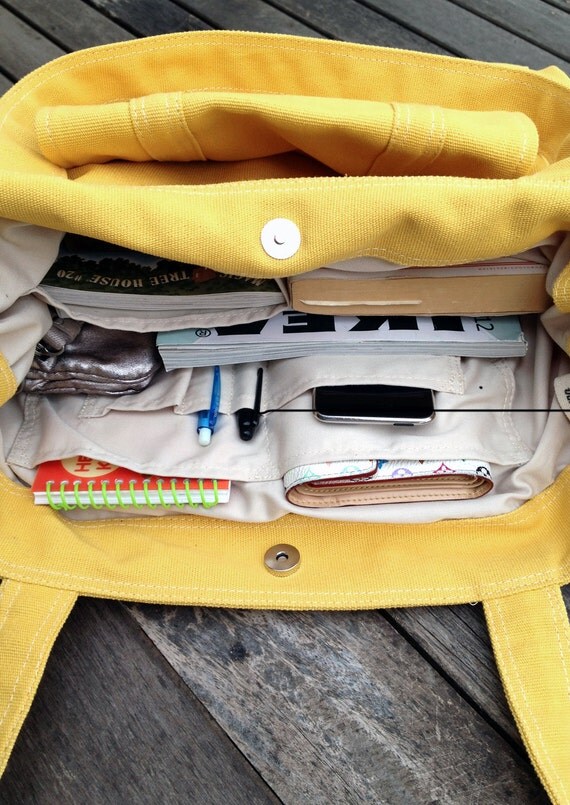 CARSON // LemonChiffon // 032 // Luckycann // Handmade // Everyday Canvas Bag //  Spring Sale // 10% off