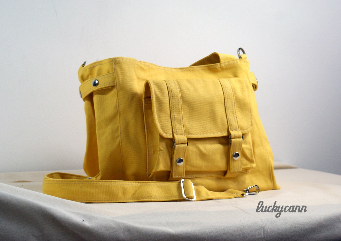 CARSON // LemonChiffon // 032 // Luckycann // Handmade // Everyday Canvas Bag // Spring Sale // 10% off