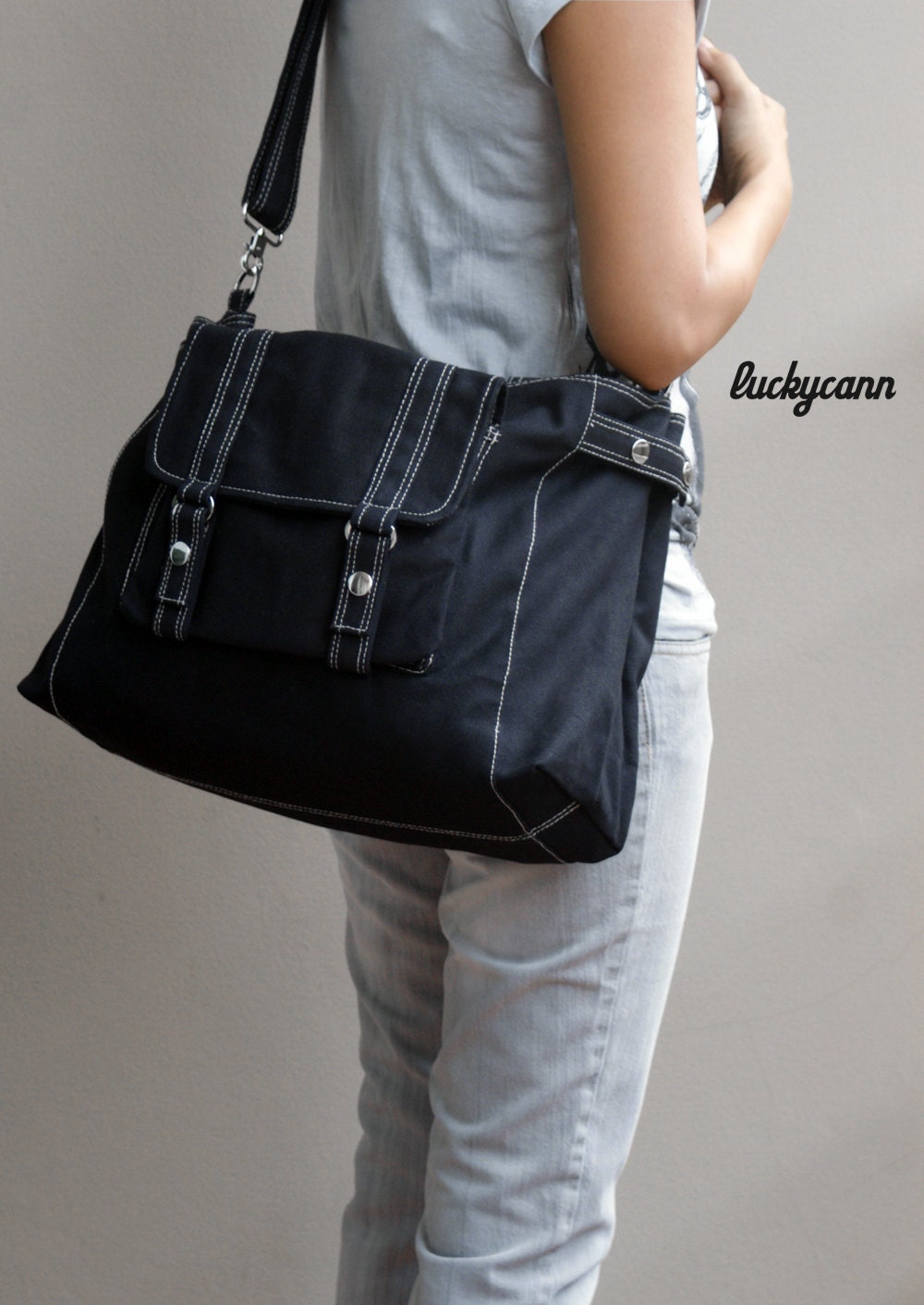 CARSON // Black // Everyday Canvas Bag // Luckycann