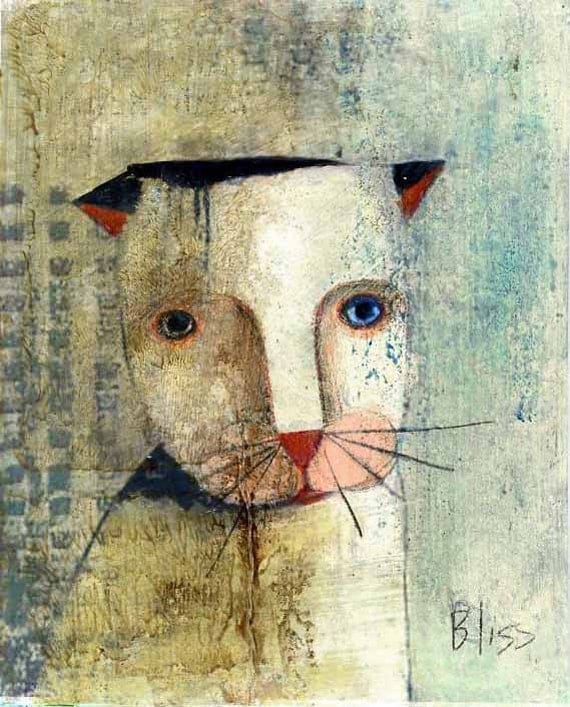 Cat 1 8" x 10" Original Painting Print Animal Bliss