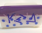 Fused Glass Business Card Holder Violet and Purple Graduation Gift 444