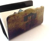 Card Holder Fused Glass Black and Gold says My Guy 153