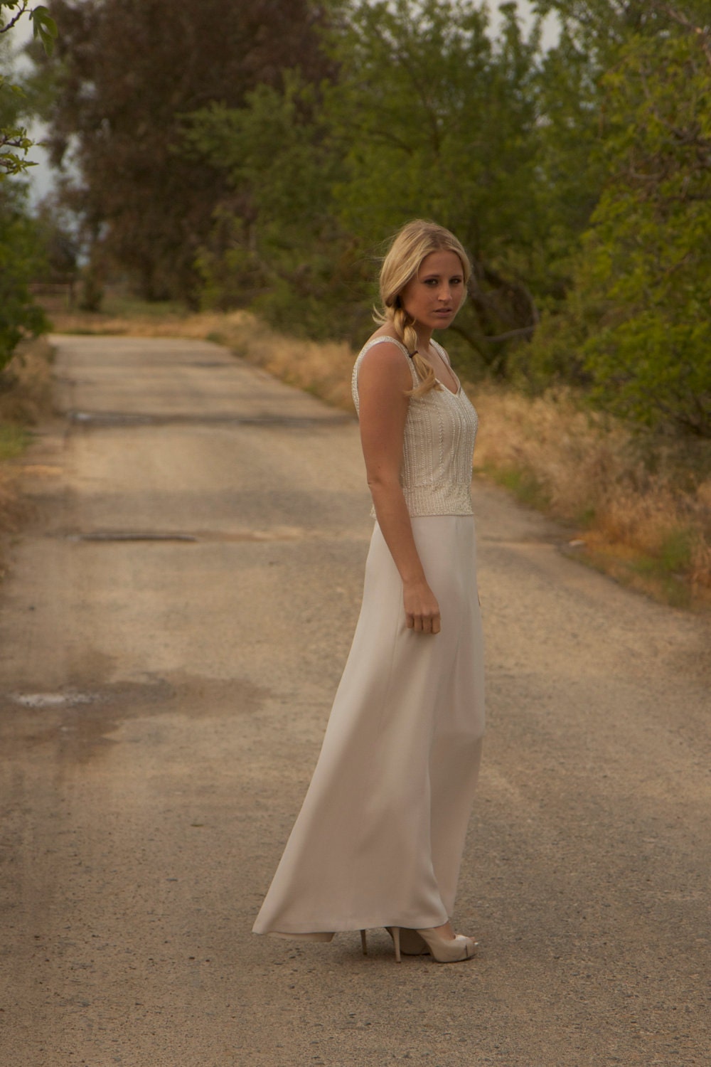 SALE-Beaded, 1930s, Ivory, Vintage Wedding Gown - Cate