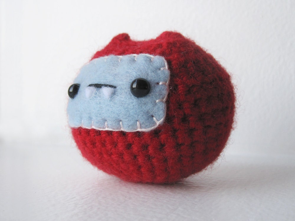 Red & Light Blue Monster Chuppy Amigurumi