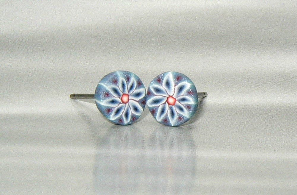 Blue Flower Post Earrings