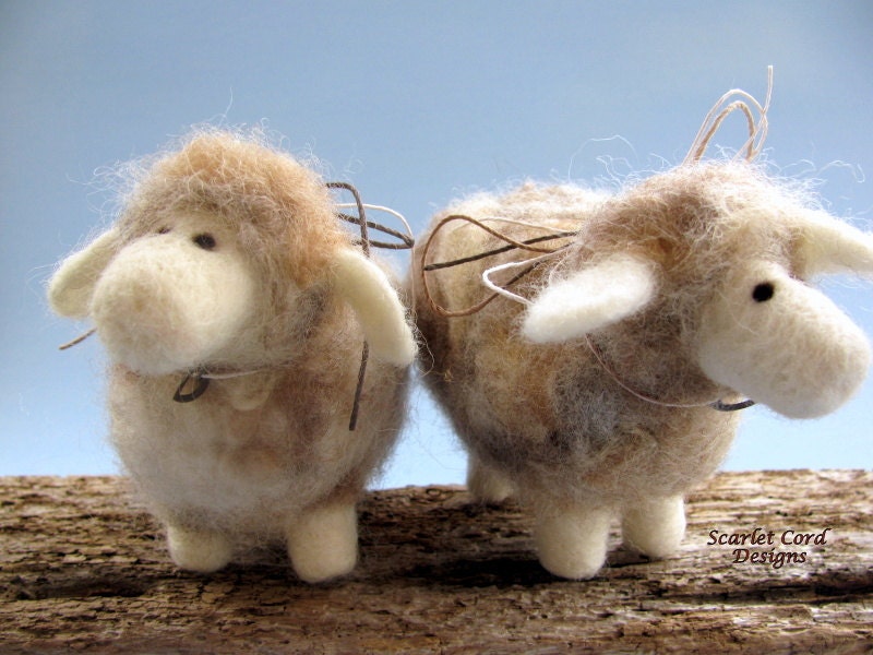 Needle Felted Wooly Sheep - Felted Animal Sculpture