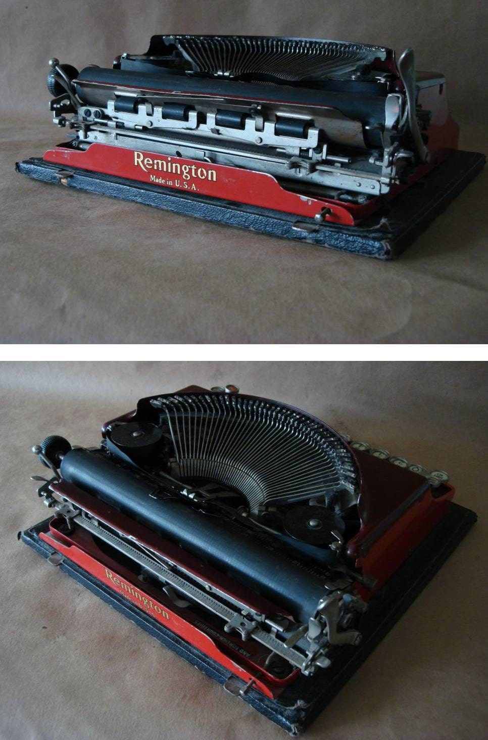 1920's Remington Red Typewriter Portable Number 3 Type Writer