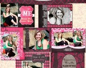 Graduation Announcement Card Templates - Wedding Invitations, Baby Announcements, Party, Holiday Cards, 4x6 or 5x7 - Pink Licorice