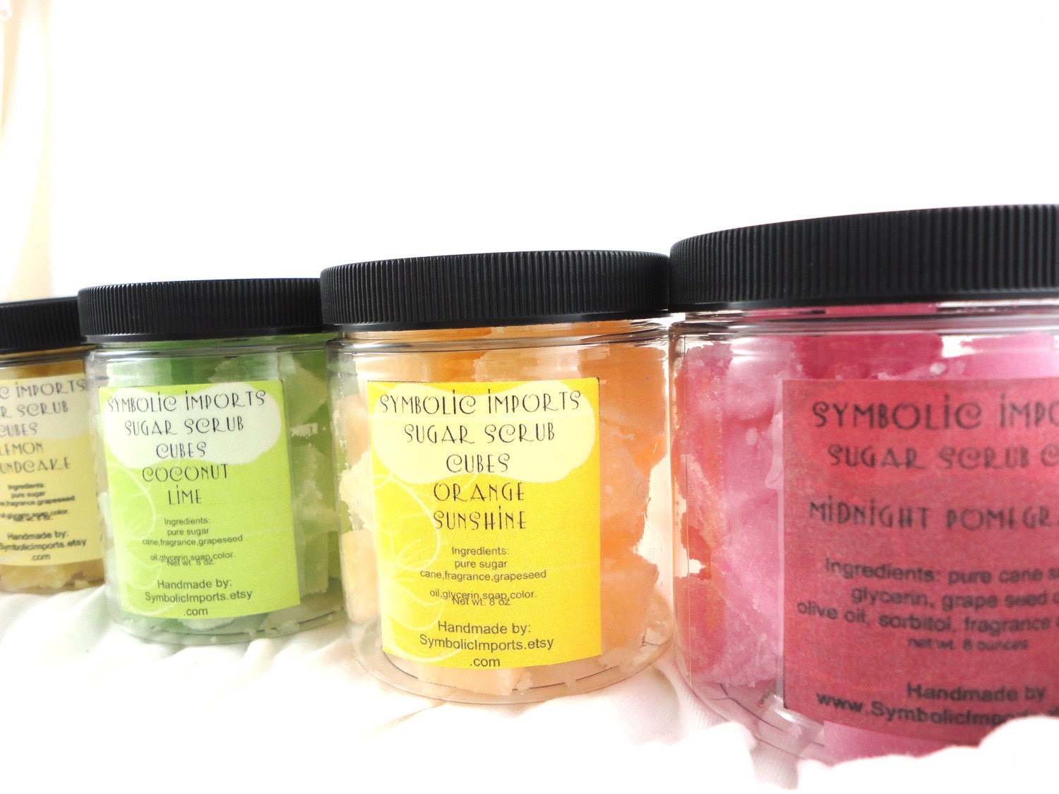 Sugar Scrub Cubes - Fruity Four - Set of Four Jars - 8 oz. Jar