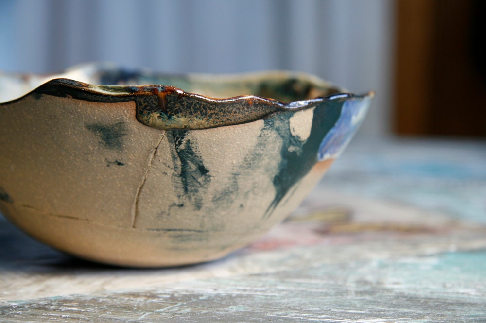 hand formed stoneware clay wabi sabi bowl