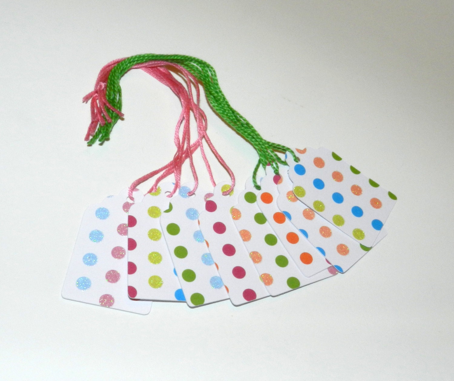 Polka dotted glitter tags - set of 8 (6)