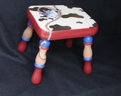 Hand painted Western themed footstool
