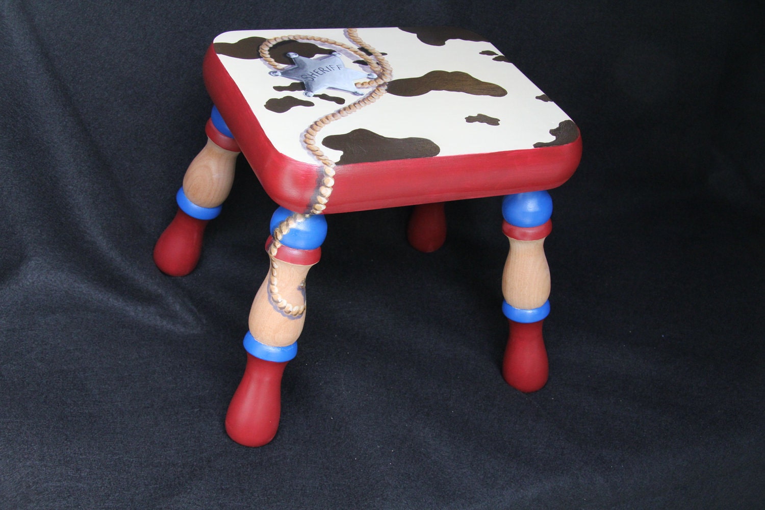 Hand painted Western themed footstool